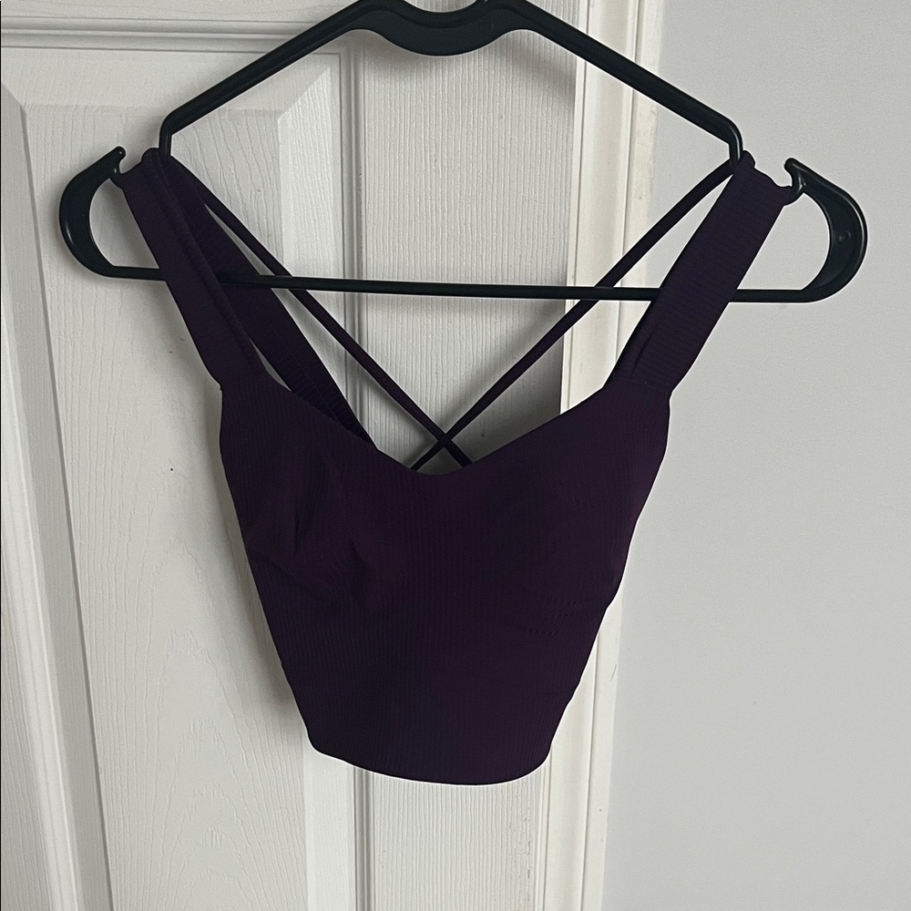 lululemon athletica Ribbed Strappy Crop Top in Deep Purple